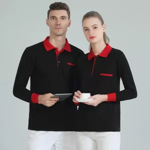 200g pocket style turn down collar long sleeve polo shirt unisex model gj15 2609