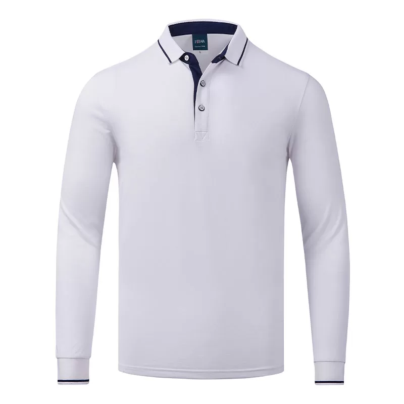 190g 40 count super cool fiber long sleeve turn down collar polo shirt i03 1878