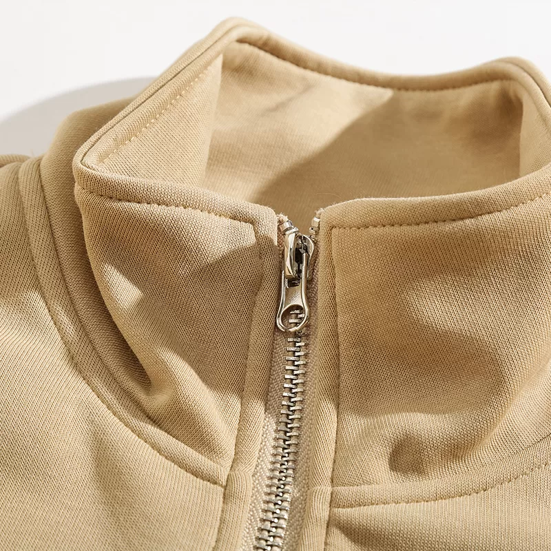 320gsm superstar double sided high collar zip up hoodie