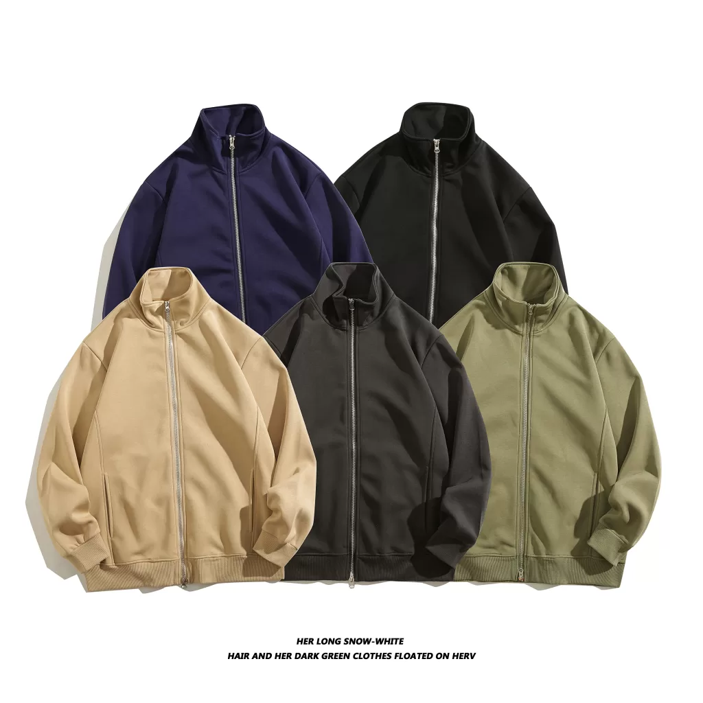 320gsm superstar double sided high collar zip up hoodie