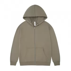 new 330g pure cotton looped shoulder drop zip up hoodie jacket