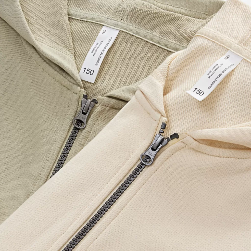 new 330g pure cotton looped shoulder drop zip up hoodie jacket