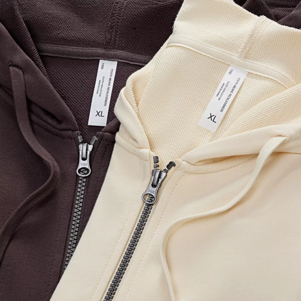 new 330g pure cotton looped shoulder drop zip up hoodie jacket