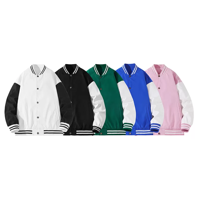 oversized color block baseball jacket (unlined)