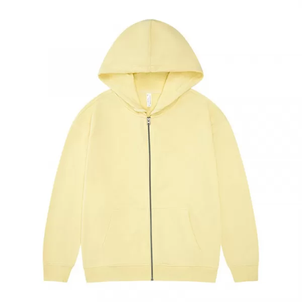 new 330g pure cotton looped shoulder drop zip up hoodie jacket