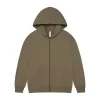 new 330g pure cotton looped shoulder drop zip up hoodie jacket