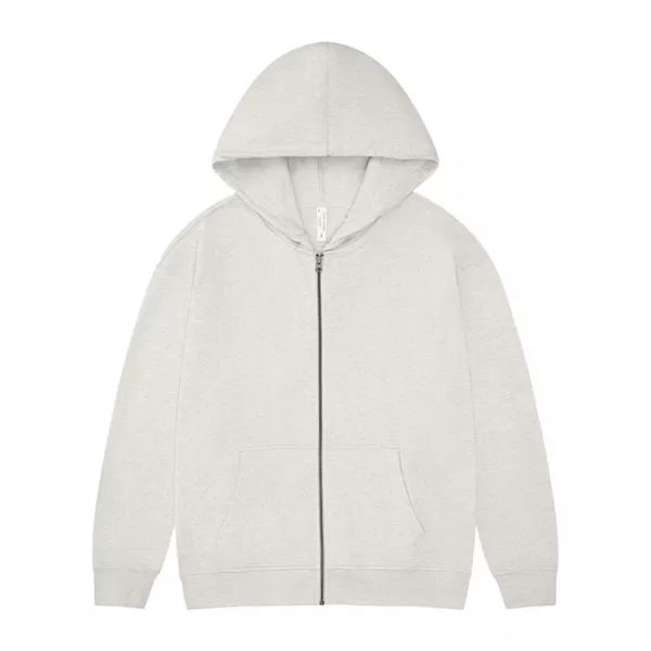 new 330g pure cotton looped shoulder drop zip up hoodie jacket