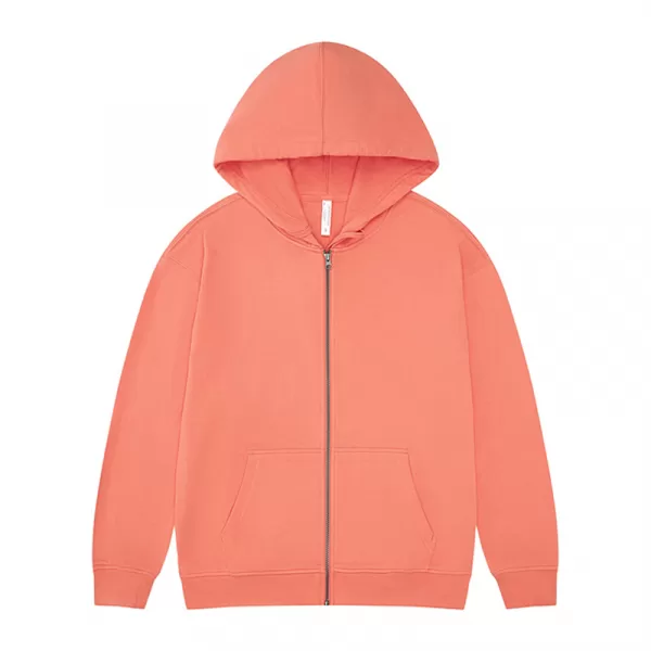 new 330g pure cotton looped shoulder drop zip up hoodie jacket