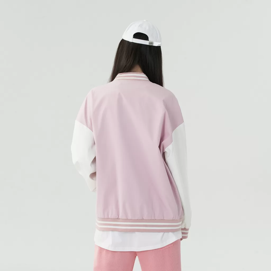 oversized color block baseball jacket (unlined)