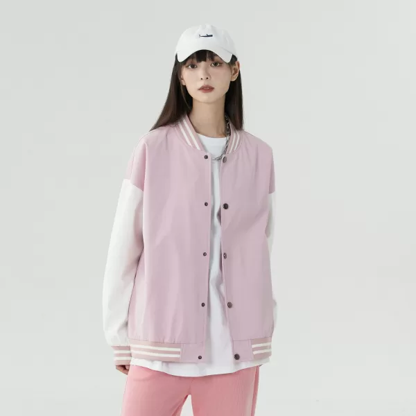 oversized color block baseball jacket (unlined)