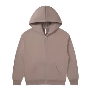 380g heavyweight cotton carbon brushed fleece zip up hoodie