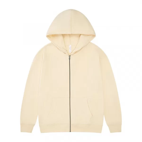 new 330g pure cotton looped shoulder drop zip up hoodie jacket