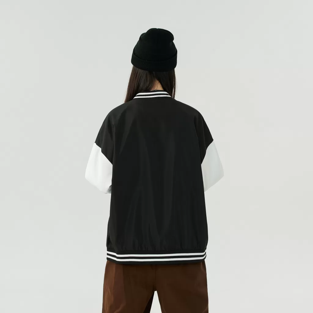 oversized color block baseball jacket (unlined)