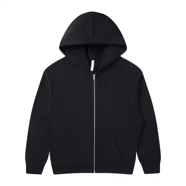 380g heavyweight cotton carbon brushed fleece zip up hoodie