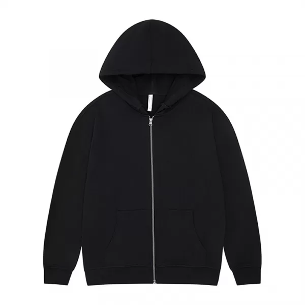 new 330g pure cotton looped shoulder drop zip up hoodie jacket